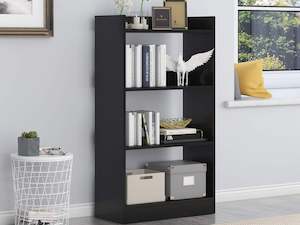 Bulls 60cm 4 Tier Bookshelf - Black