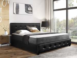 Augusta PU Slat Bed - King - Black