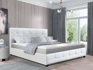King Beds: Augusta PU Slat Bed - King - White
