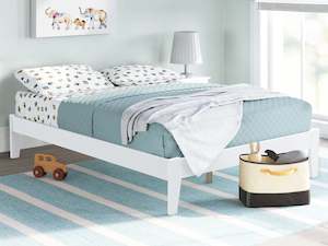 Double Beds: Meri Double Wooden Slat Bed Frame - White