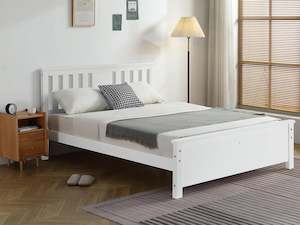 King Single Beds: Castor King Single Wooden Bed Frame - White