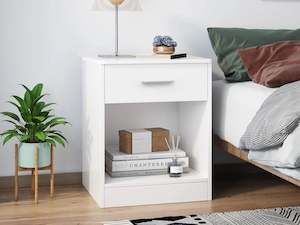Bedside Tables: Clayton Bedside Table with 1 Drawer - White