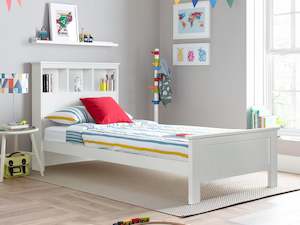Jamie Single Wooden Bed Frame - White