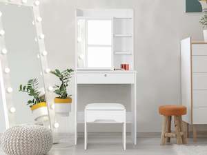 Cyclamen Dressing Table with Drawers Set 2pcs - White