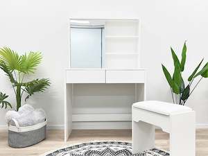 Dressing Tables: Crocus Dressing Table With Drawers Set 2pcs - White
