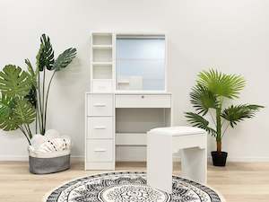 Carnation Dressing Table With Drawers Set 2pcs - White