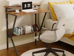Slideshow Sale 3: Parker Computer Desk with Adjustable Monitor Stand - Rustic Brown