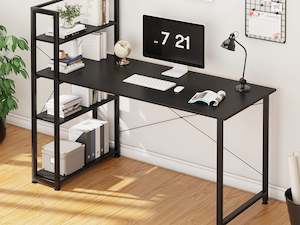Kevin 140cm Computer Desk with Bookshelf - Black