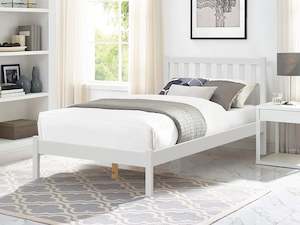 King Single Beds: Baker King Single Wooden Bed - White