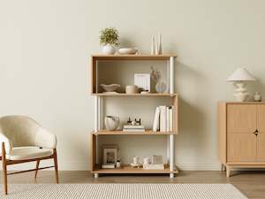 Petone 4 Tier Flexi Storage Rack - Maple + White