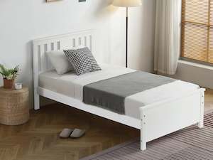 Single Bedframes: Castor Single Wooden Bed Frame - White