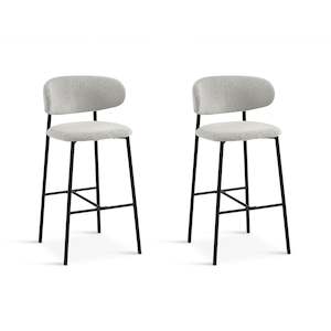 Tate Fabric Bar Stool - Set of 4 - Light Grey