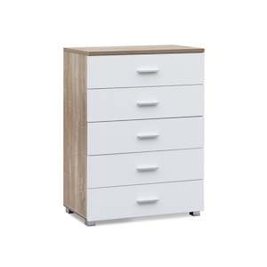 Block Promotion 2: Bram Tallboy 5 Drawer Chest Dresser - Oak + White