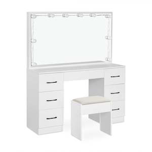 LISIANTHUS 2 Piece Dressing Table with Mirror & Stool Set - White