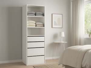 Block Promotion 2: DELTA 4 Drawer & 3 Shelf Wardrobe - White