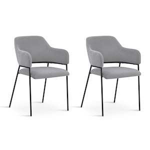 Instock: Sadie Fabric Dining Chair - Set of 2 - Light Grey