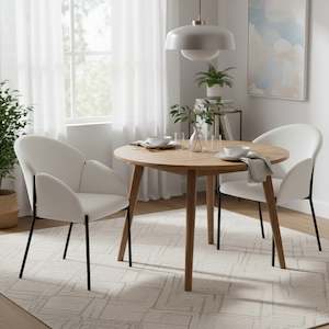 Instock: Bellamy Bouclé Dining ArmChairs - Set of 2 - Off White