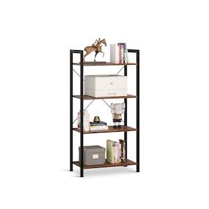 Bookshelf Storage: Poroti 4 Tier Bookshelf Storage Shelf - Rustic Brown