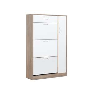 Horotea 4 Drawer Shoe Cabinet Storage - Oak + White