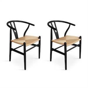 Nathan Wishbone Replica Dining Chair – Set of 2 – Black