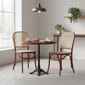 Christopher Beech Wood and Rattan Dining Chair – Set of 2 – Antique Brown