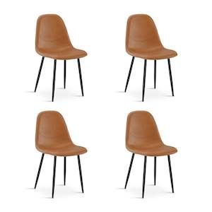Dining Chairs: Matthew PU Leather Dining Chair - Set of 4 - Orange