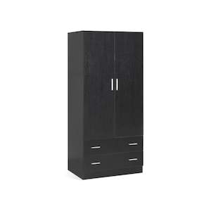 Bram 2 Door Wardrobe with 2 Drawers - Black