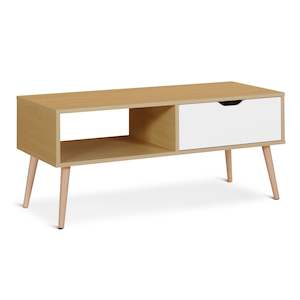 Coffee Tables: RILEY Wooden Coffee Table - Maple + White