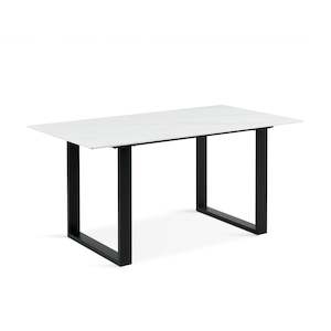 Bridger Matt Ceramic Dining Table 160 x 90cm - White + Black
