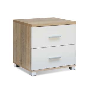 Bram Bedside Table - Oak + White