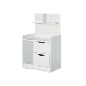 Bedside Tables: FINN Bedside Table with Shelves - White