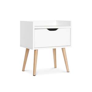Bedside Tables: TOMI Bedside Table - White
