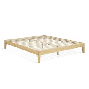 King Beds: Creise King Wooden Bed Frame - Light Oak