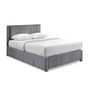 Gower Double Fabric Bed Frame with 4 Drawers - Grey