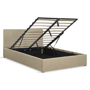 Double Beds: Violet Double Gas Lift Bed Frame - Beige