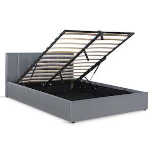 Penelope Queen Gas Lift Velvet Bed Frame - Grey