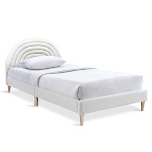 Lydia King Single Bed Frame - Cream