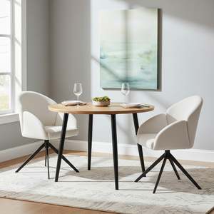 On Sale: Carmen Swivel Dining ArmChairs - Set of 2 - Milky White