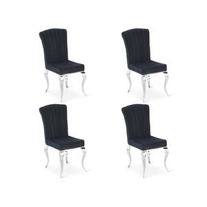 Alba Velvet Dining Chairs - Set of 4 - Charcoal