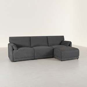Products: Velvo 3 Seater Modular Sofa with Ottoman - Dark Grey