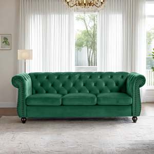 Homepage Sale 6: Emily Velvet 3 Seater Sofa - Green