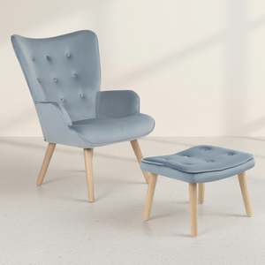 Olivia Armchair with Ottoman - Blue