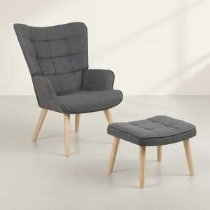 Emma Armchair with Ottoman - Grey
