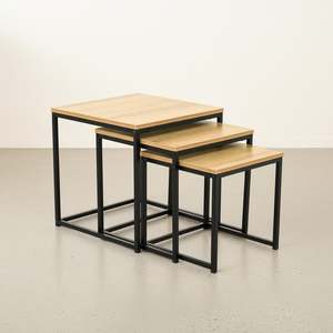 Instock: Trio 3 Piece Nesting Coffee Table Set - Oak