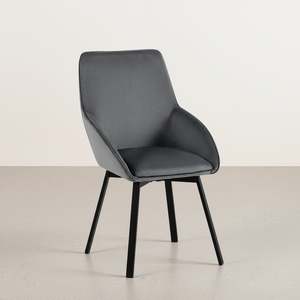 Swivel Velvet Dining Chair - Set of 2 - Dark Grey