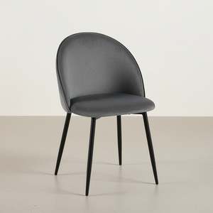 Avela Velvet Dining Chair - Set of 4 - Dark Grey