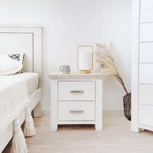 Bedside Tables: Aurora Solid Wood Bedside Table - White