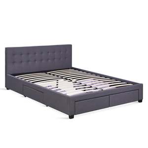 Eleanor Queen Bed Frame with 4 Drawers - Dark Grey
