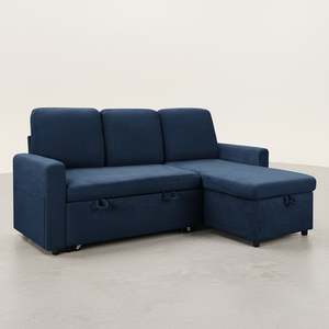 Amy 3 Seater Sofa Bed with Storage - Blue