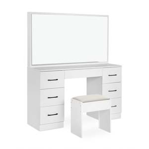 Wisteria 2 Piece Dressing Table with Mirror & Stool Set - White